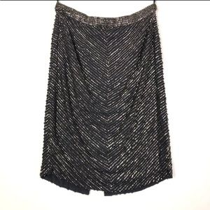 Karina grimaldi beaded pencil skirt silk grey gunmetal size small new nwt